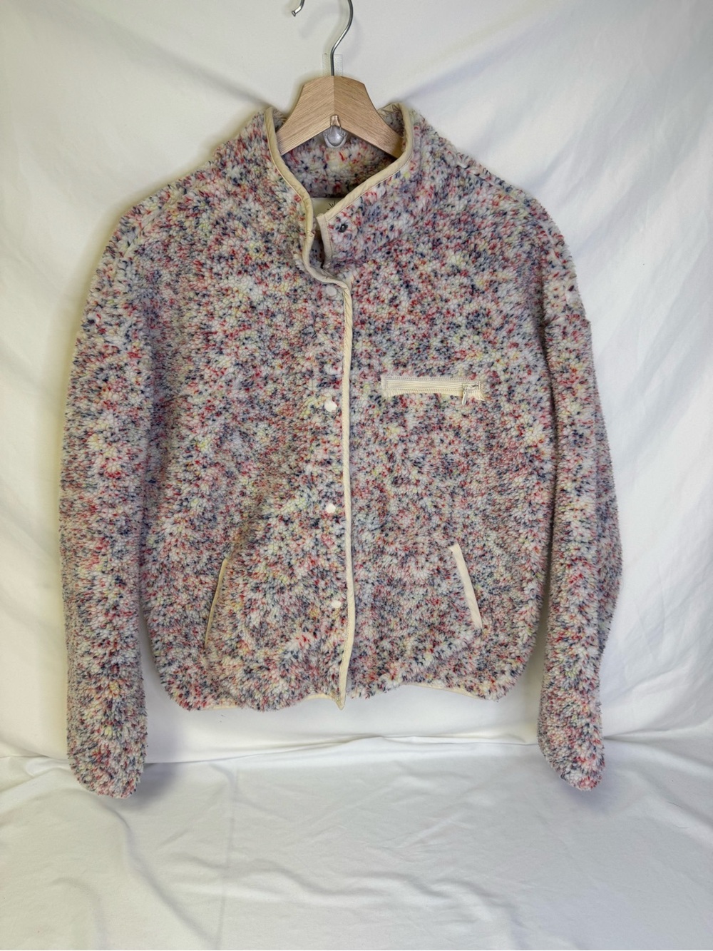aerie Multicolor Speckled Teddy Button Up Jacket